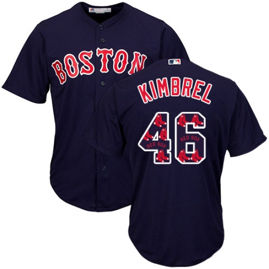 Men's Majestic Boston Red Sox #46 Craig Kimbrel Authentic Navy Blue Team Logo Fashion Cool Base MLB Jersey - Ujersey