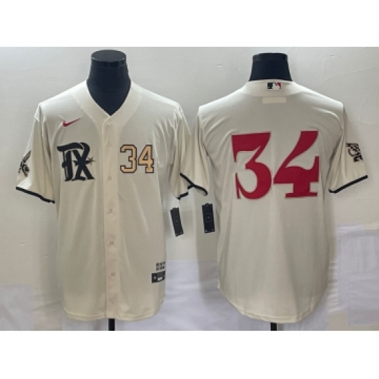 Men's Texas Rangers #34 Nolan Ryan Number Cream 2023 City Connect Stitched Baseball Jersey - Ujersey