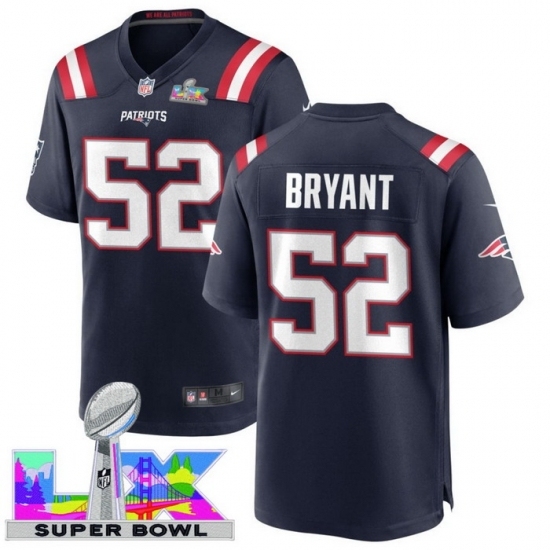 Men's New England Patriots #52 Marcus Bryant Blue 2025 2026 Super Bowl LX F U S E Stitched Jersey - Ujersey