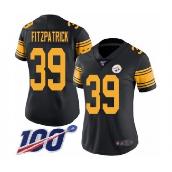 Women's Pittsburgh Steelers #39 Minkah Fitzpatrick Limited Black Rush Vapor Untouchable 100th Season Football Jersey - Ujersey