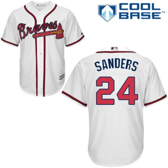 Youth Majestic Atlanta Braves #24 Deion Sanders Authentic White Home Cool Base MLB Jersey - Ujersey