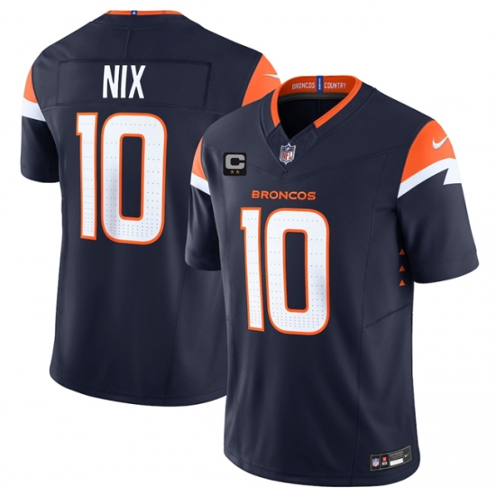Men's Denver Broncos #10 Bo Nix Navy 2025 F.U.S.E. With 2-Star C Vapor Limited Stitched Football Jersey - Ujersey