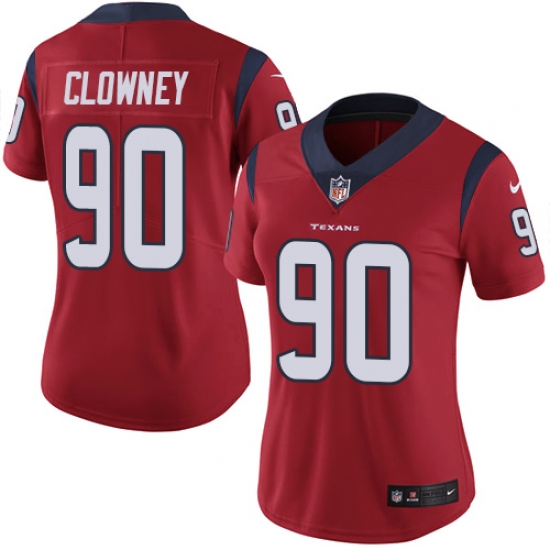 Women's Nike Houston Texans #90 Jadeveon Clowney Elite Red Alternate NFL Jersey - Ujersey