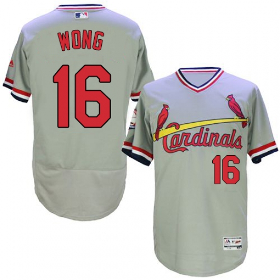 Men's Majestic St. Louis Cardinals #16 Kolten Wong Grey Flexbase Authentic Collection Cooperstown MLB Jersey - Ujersey