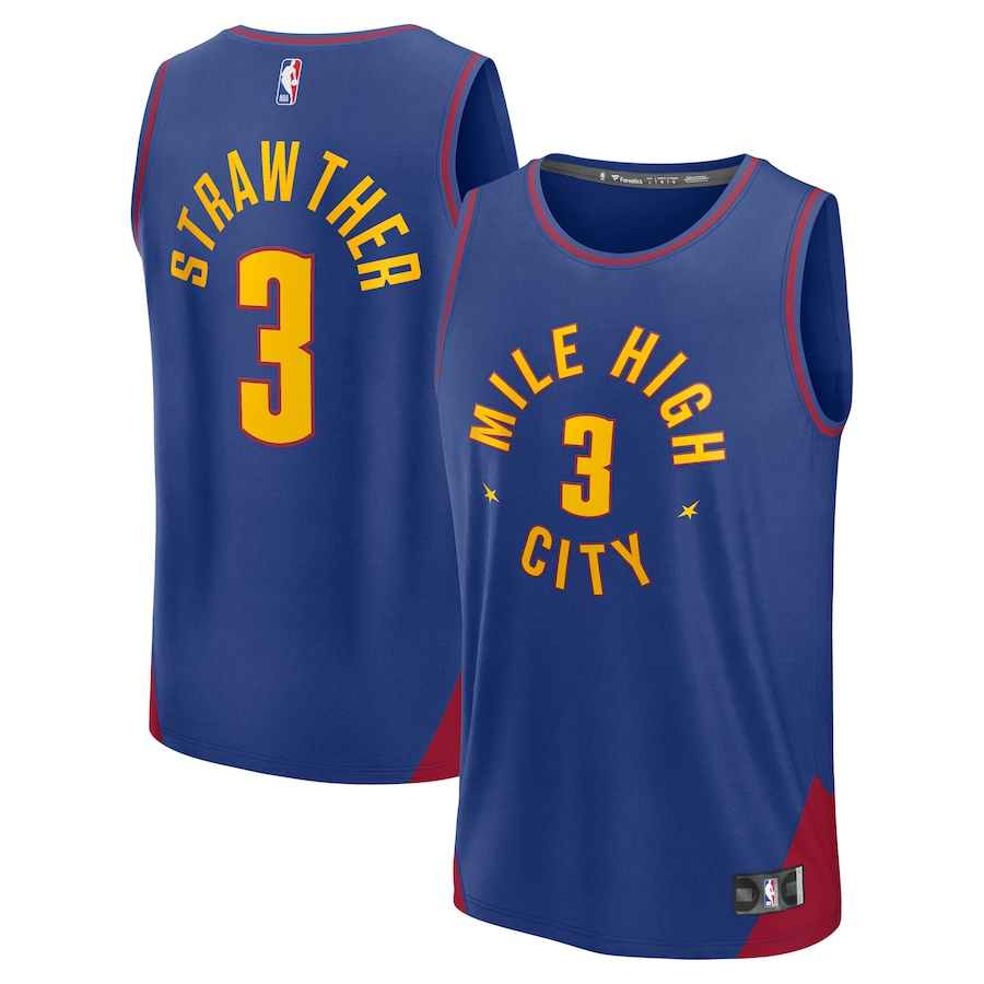 Men's Denver Nuggets Julian Strawther Fanatics Blue Fast Break Replica Player Jersey - Statement Edition - Ujersey