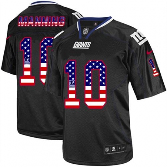 Men's Nike New York Giants #10 Eli Manning Elite Black USA Flag Fashion NFL Jersey - Ujersey