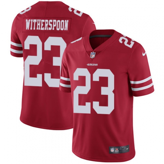 Youth Nike San Francisco 49ers #23 Ahkello Witherspoon Red Team Color Vapor Untouchable Limited Player NFL Jersey - Ujersey
