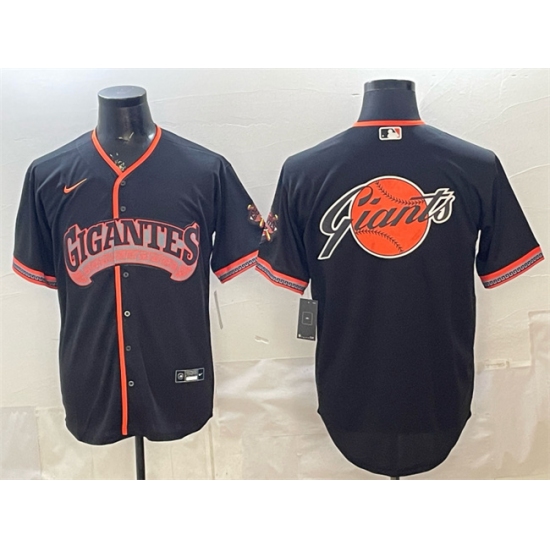 Men's San Francisco Giants Team Big Logo Black 2026 Alternate Stadium Stitched Baseball Jersey - Ujersey