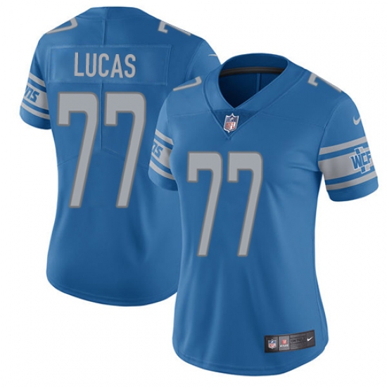 Women's Nike Detroit Lions #77 Cornelius Lucas Limited Light Blue Team Color Vapor Untouchable NFL Jersey - Ujersey