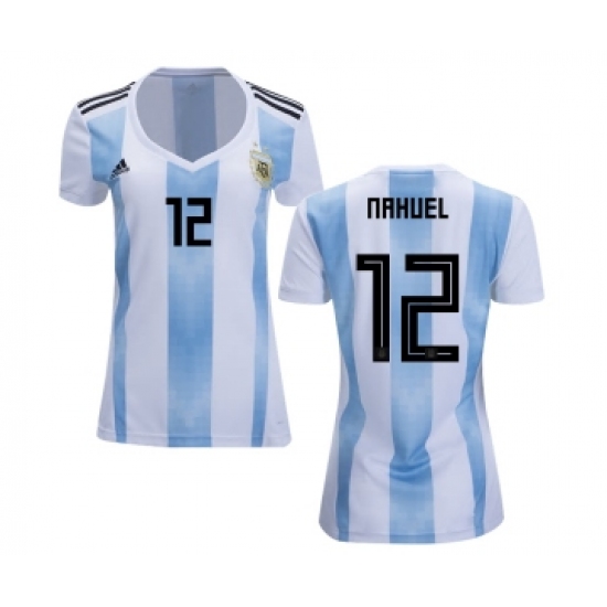 Women's Argentina #12 Nahuel Home Soccer Country Jersey