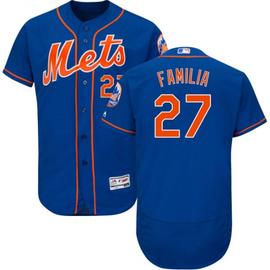 Men's Majestic New York Mets #27 Jeurys Familia Royal Blue Alternate Flex Base Authentic Collection MLB Jersey