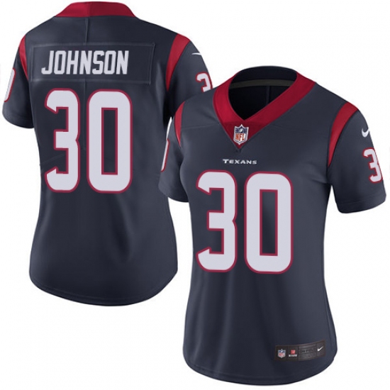 Women's Nike Houston Texans #30 Kevin Johnson Limited Navy Blue Team Color Vapor Untouchable NFL Jersey - Ujersey