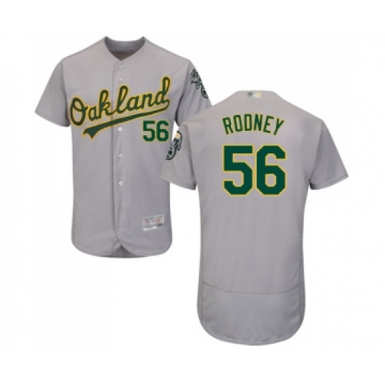 Men's Oakland Athletics #56 Fernando Rodney Grey Road Flex Base Authentic Collection Baseball Jersey - Ujersey