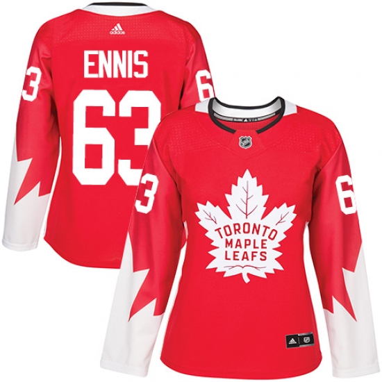 Women's Adidas Toronto Maple Leafs #63 Tyler Ennis Authentic Red Alternate NHL Jersey - Ujersey