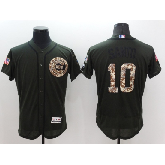 Men's Majestic Chicago Cubs #10 Ron Santo Authentic Green Salute to Service Jersey - Ujersey