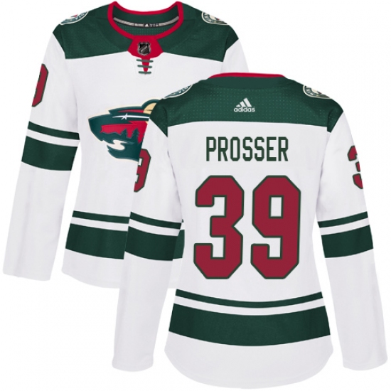 Women's Adidas Minnesota Wild #39 Nate Prosser Authentic White Away NHL Jersey - Ujersey