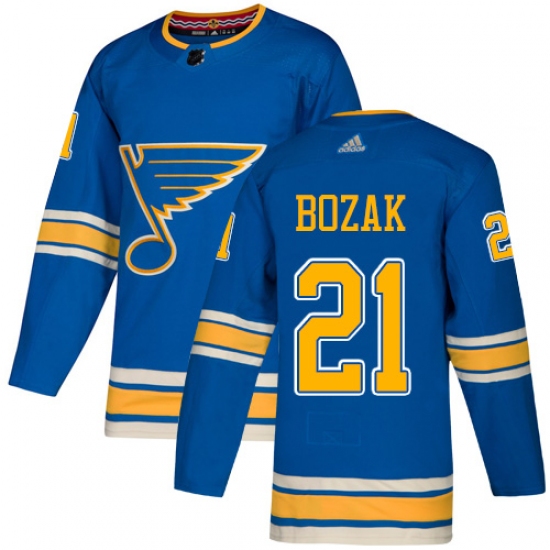 Men's Adidas St. Louis Blues #21 Tyler Bozak Authentic Navy Blue Alternate NHL Jersey - Ujersey