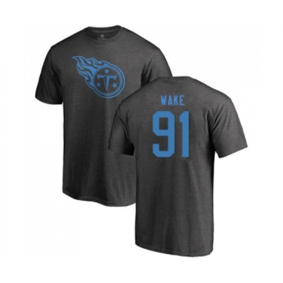 Football Tennessee Titans #91 Cameron Wake Ash One Color T-Shirt - Ujersey