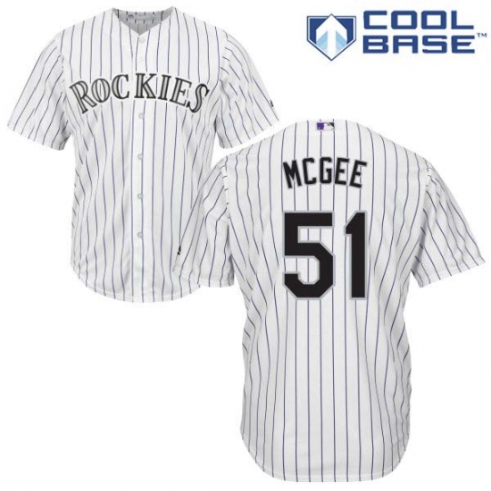 Youth Majestic Colorado Rockies #51 Jake McGee Replica White Home Cool Base MLB Jersey - Ujersey
