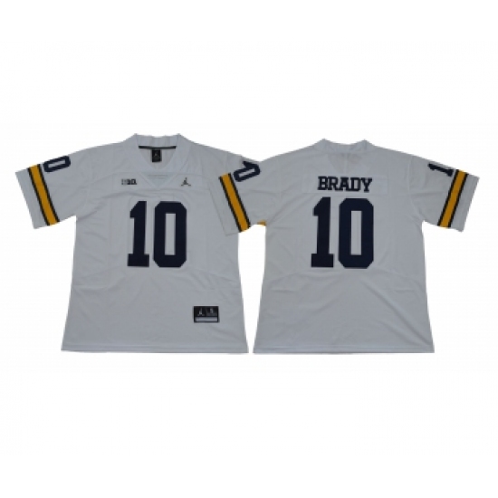 Michigan Wolverines 10 Tom Brady White College Football Jersey - Ujersey