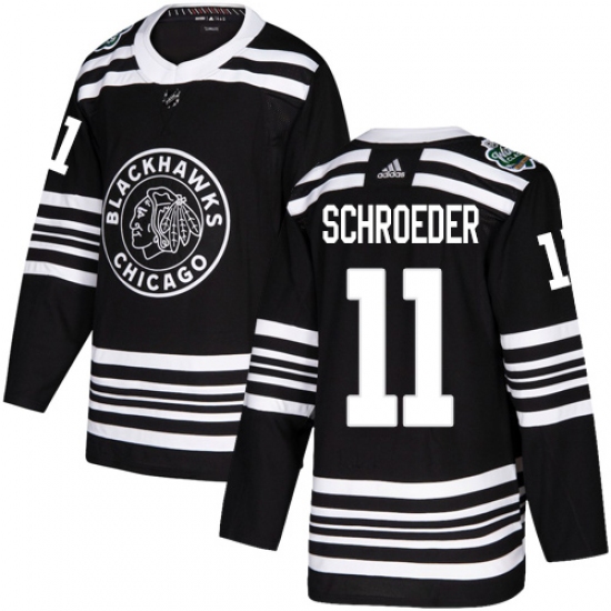 Men's Adidas Chicago Blackhawks #11 Jordan Schroeder Authentic Black 2019 Winter Classic NHL Jersey - Ujersey