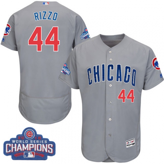 Men's Majestic Chicago Cubs #44 Anthony Rizzo Grey 2016 World Series Champions Flexbase Authentic Collection MLB Jersey - Ujersey