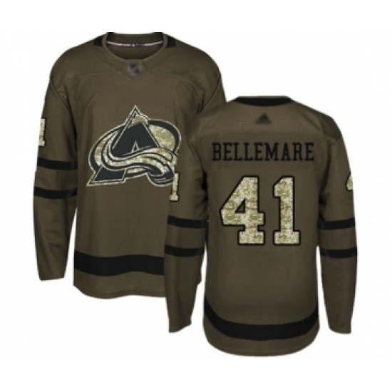 Youth Colorado Avalanche #41 Pierre-Edouard Bellemare Authentic Green Salute to Service Hockey Jersey - Ujersey