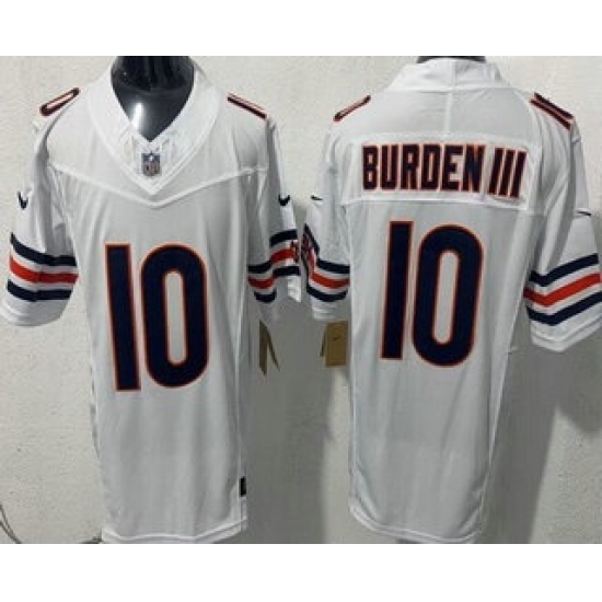Men's Chicago Bears #10 Luther Burden III Limited White FUSE Vapor Jersey - Ujersey