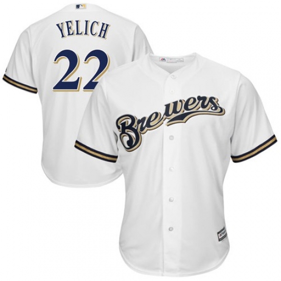 Youth Milwaukee Brewers #22 Christian Yelich White Cool Base Stitched MLB Jersey - Ujersey