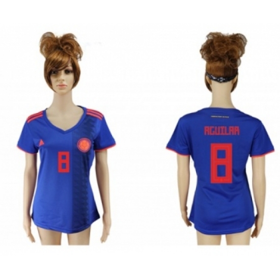 Women's Colombia #8 Aguilar Away Soccer Country Jersey