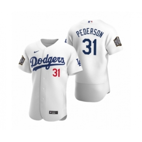 Men's Los Angeles Dodgers #31 Joc Pederson Nike White 2020 World Series Authentic Jersey - Ujersey