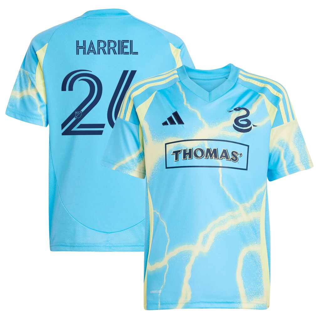 Youth Philadelphia Union Nathan Harriel adidas Blue 2025 The Voltage Kit Replica Jersey - Ujersey