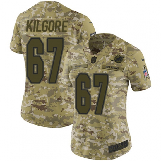 Women's Nike Miami Dolphins #67 Daniel Kilgore Limited Camo 2018 Salute to Service NFL Jersey - Ujersey