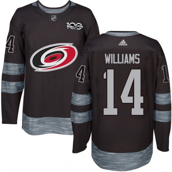 Men's Adidas Carolina Hurricanes #14 Justin Williams Premier Black 1917-2017 100th Anniversary NHL Jersey - Ujersey