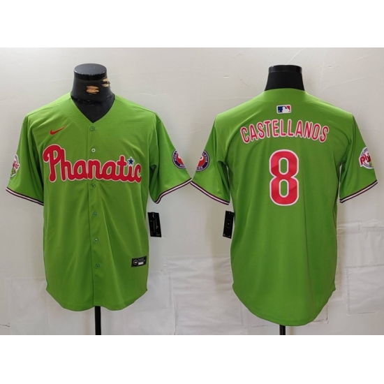 Men's Philadelphia Phillies #8 Nick Castellanos Green With Stitched Cool Base Nike Jersey