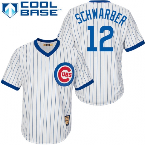 Men's Majestic Chicago Cubs #12 Kyle Schwarber Authentic White Home Cooperstown MLB Jersey - Ujersey