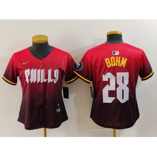 Women's Philadelphia Phillies #28 Alec Bohm Red 2024 City Connect Limited Jersey - Ujersey