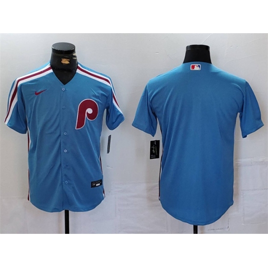 Men's Philadelphia Phillies Blank Blue Cool Base Stitched Jersey - Ujersey