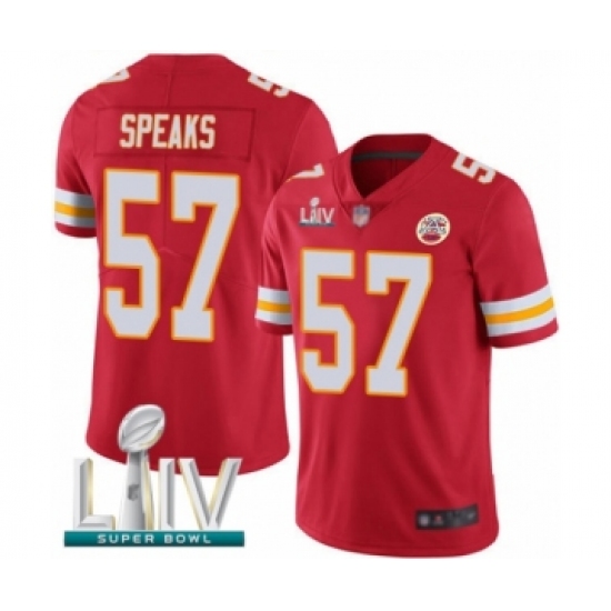 Men's Kansas City Chiefs #57 Breeland Speaks Red Team Color Vapor Untouchable Limited Player Super Bowl LIV Bound Football Jersey - Ujersey