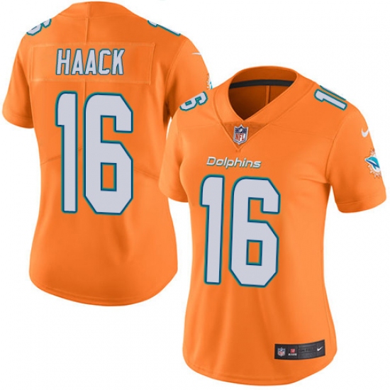 Women's Nike Miami Dolphins #16 Matt Haack Limited Orange Rush Vapor Untouchable NFL Jersey - Ujersey