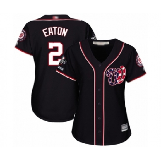 Women's Washington Nationals #2 Adam Eaton Authentic Navy Blue Alternate 2 Cool Base 2019 World Series Champions Baseball Jersey - Ujersey