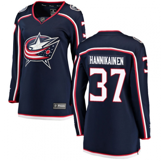 Women's Columbus Blue Jackets #37 Markus Hannikainen Fanatics Branded Navy Blue Home Breakaway NHL Jersey - Ujersey