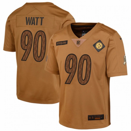 Youth Pittsburgh Steelers #90 T.J. Watt Nike Brown 2023 Salute To Service Limited Jersey - Ujersey
