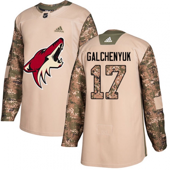 Men's Adidas Arizona Coyotes #17 Alex Galchenyuk Camo Authentic 2017 Veterans Day Stitched NHL Jersey - Ujersey