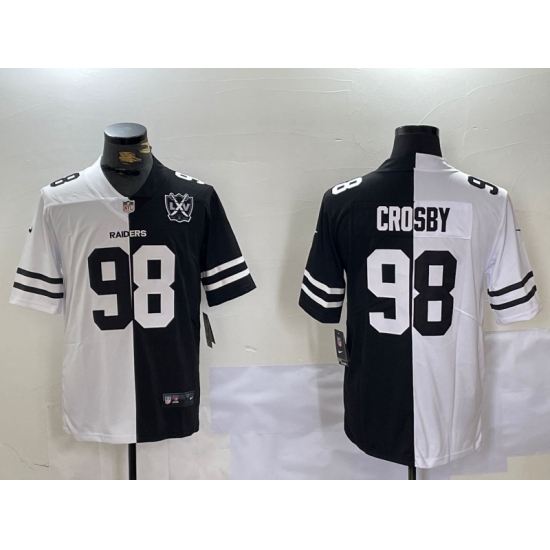 Men's Las Vegas Raiders #98 Maxx Crosby White Black 65th Peaceful Coexisting Vapor Stitched Jersey - Ujersey