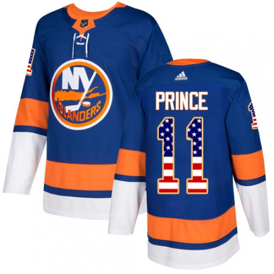 Youth Adidas New York Islanders #11 Shane Prince Authentic Royal Blue USA Flag Fashion NHL Jersey - Ujersey