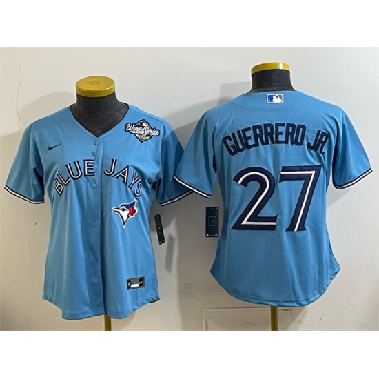 Women's Toronto Blue Jays #27 Vladimir Guerrero Jr. Blue 2025 World Series Cool Base Stitched Baseball Jersey(Run Small) - Ujersey