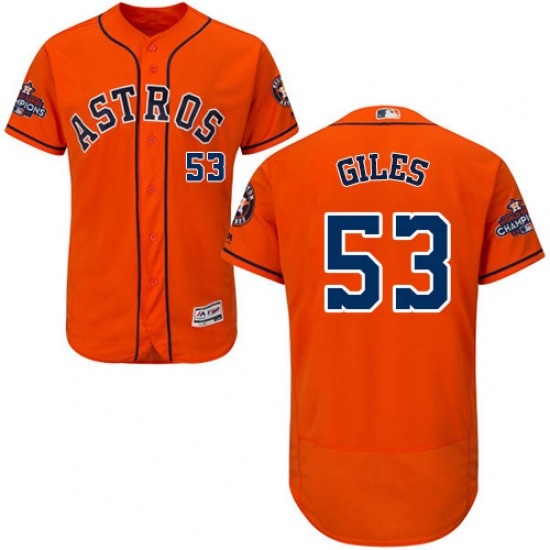 Men's Majestic Houston Astros #53 Ken Giles Authentic Orange Alternate 2017 World Series Champions Flex Base MLB Jersey - Ujersey