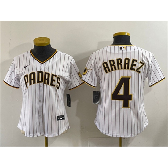 Youth San Diego Padres #4 Luis Arraez White Stitched Baseball Jersey - Ujersey