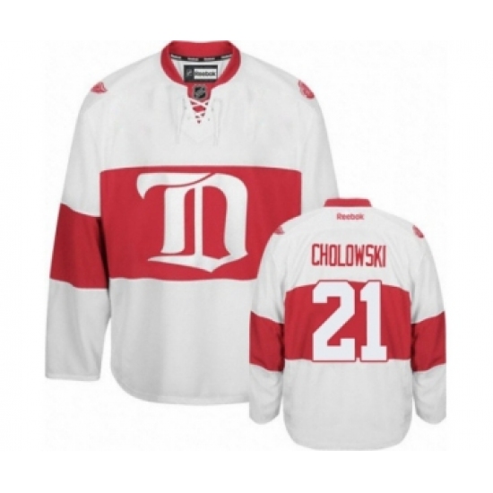 Men's Reebok Detroit Red Wings #21 Dennis Cholowski Premier White Third NHL Jersey - Ujersey